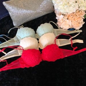 Set of three Pink Victoria’s Secret bras